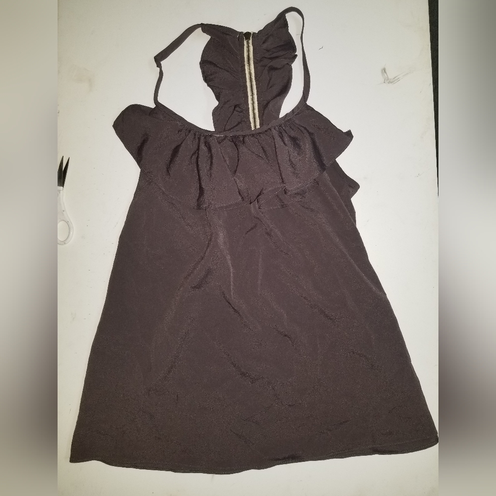 Grey cami ruffle zippered back Medium